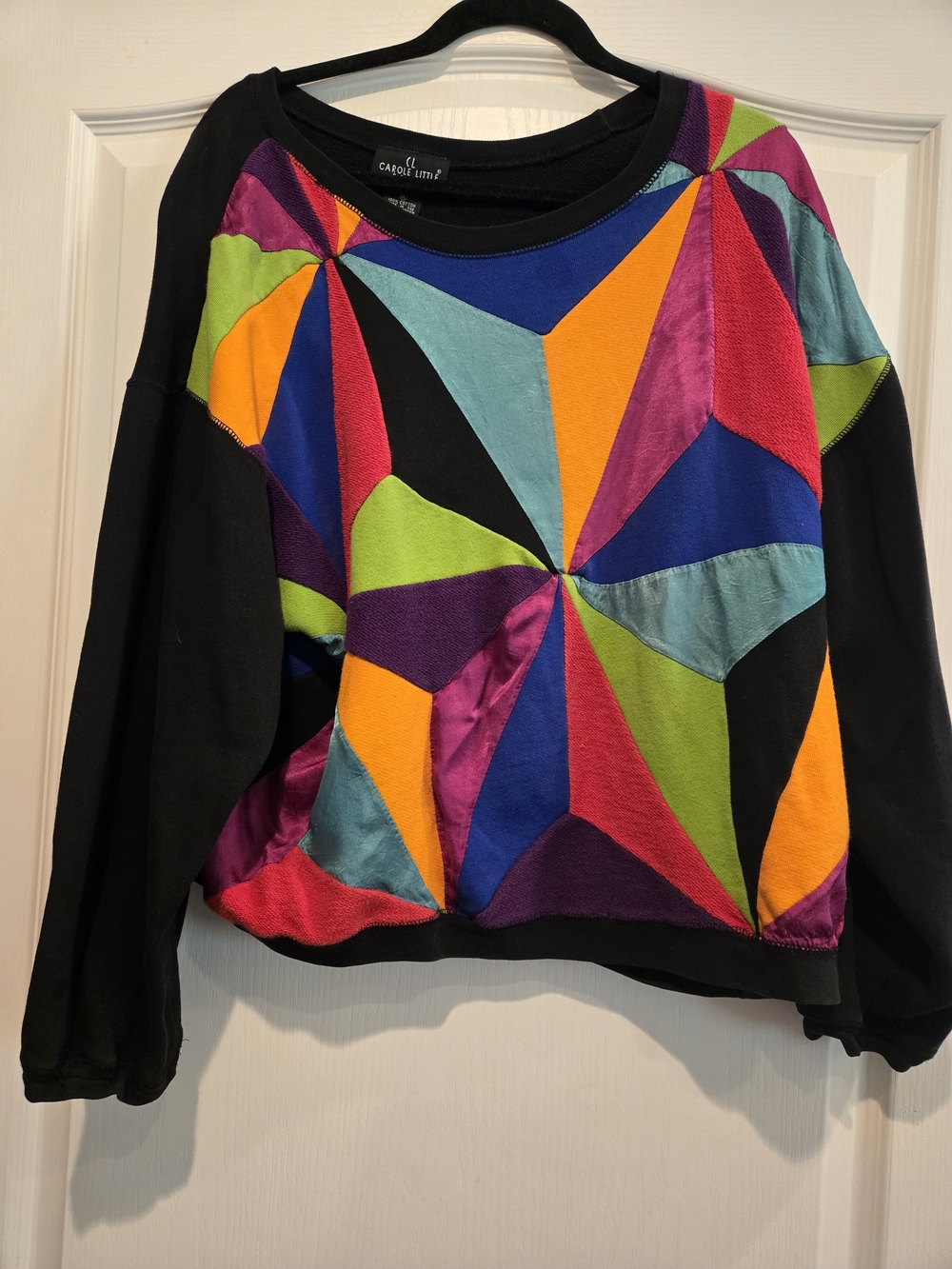 Carole Little Sweatshirt with Multicolor Geometric Panels